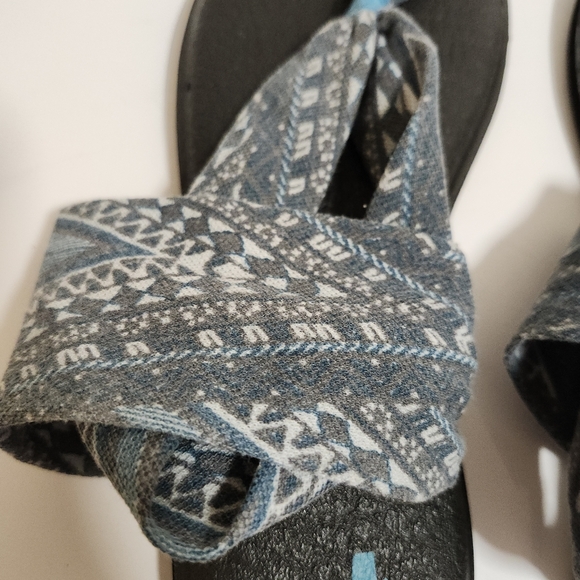 SANUK YOGA MAT CLOTH SLING/STRAP THONG SANDAL FADED BLUE/GREY WOMENS SIZE 9 US - Picture 4 of 11